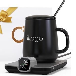 Ikago Coffee Warmer Mug Black Heat Coaster Pro
